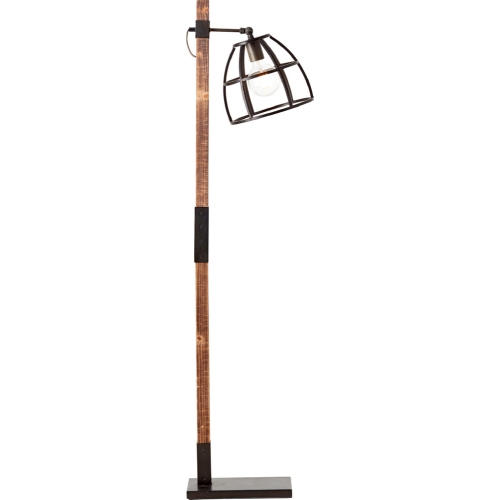 Industrialna Lampa podłogowa druciana Matrix Czarna stal/Drewno Brilliant do salonu i sypialni.