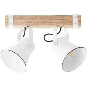 Plow white&amp;light wood scandinavian ceiling spotlight with 2 lights Brilliant