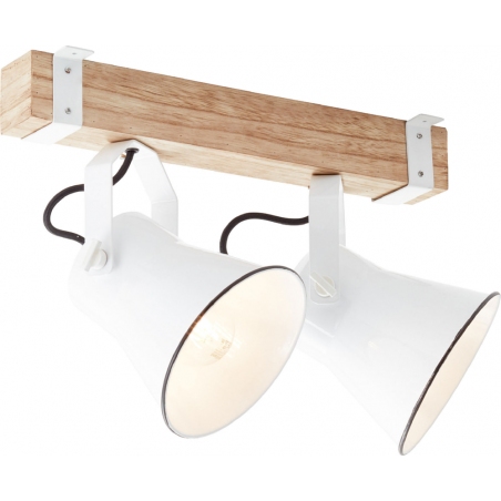 Plow white&amp;light wood scandinavian ceiling spotlight with 2 lights Brilliant