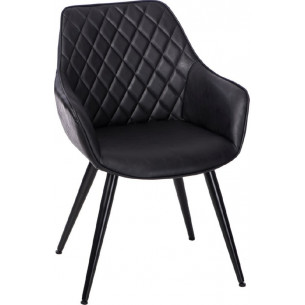 Rox black quilted chair with armrests Intesi