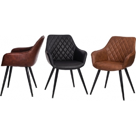 Rox black quilted chair with armrests Intesi