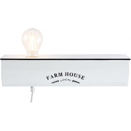 Farm Life white gloss rustic wall lamp with switch and shelf Brilliant