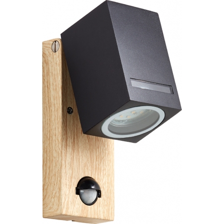 Galeni black&amp;natural outdoor wall lamp with sensor Brilliant