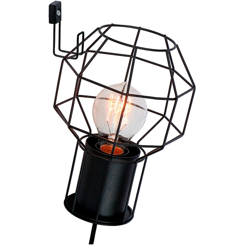 Siza black wire wall lamp with switch and cord Brilliant