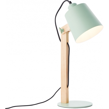 Lampa biurkowa drewniana skandynawska Swivel Zielona Brilliant do salonu i sypialni.