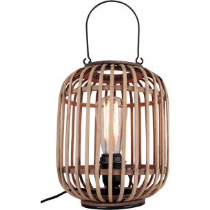 Ładna Lampa rattanowa stołowa boho Thora Czarny mat/rattan do salonu i na stół.