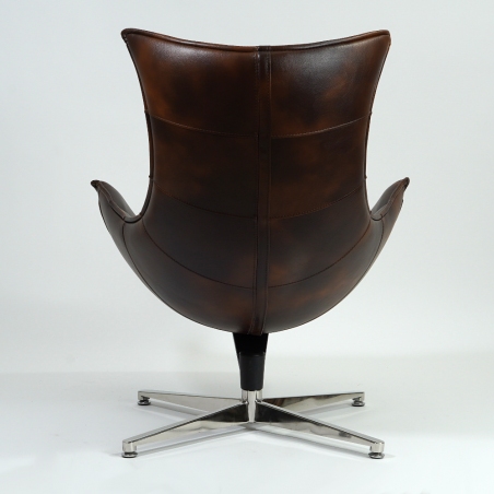 Designerski Fotel skórzany wypoczynkowy LUXOR Ciemny brąz Halmar do salonu i sypialni.