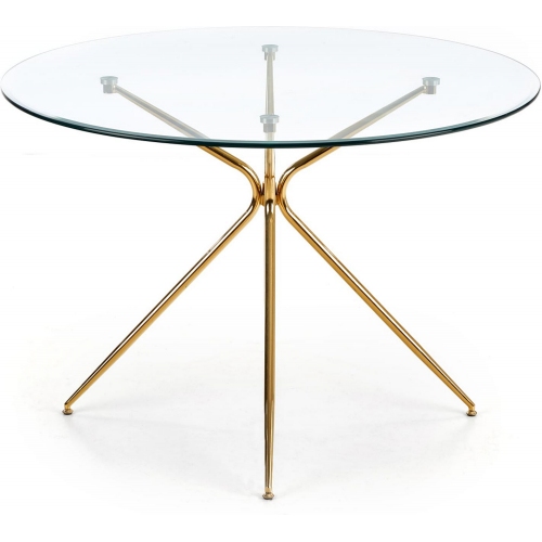 Stylowy Stół okrągły szklany Rondo 110 Przezroczysty/Złoty Halmar do kuchni, jadalni i salonu.