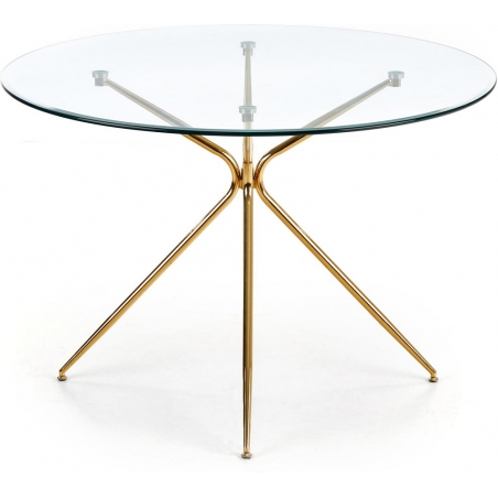 Stylowy Stół okrągły szklany Rondo 110 Przezroczysty/Złoty Halmar do kuchni, jadalni i salonu.