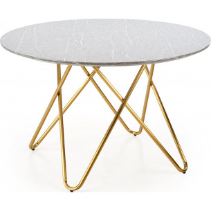 Bonello 120 marble&amp;gold round glamour dining table with gold legs Halmar