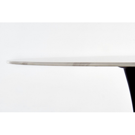 Stylowy Stół okrągły szklany na jednej nodze Ambrosio 90 Marmur/Czarny Halmar do kuchni, jadalni i salonu.