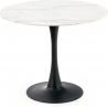 Stylowy Stół okrągły szklany na jednej nodze Ambrosio 90 Marmur/Czarny Halmar do kuchni, jadalni i salonu.