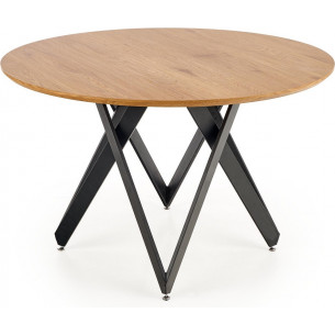 Mozambik 120 gold oak&amp;black round dining table Halmar