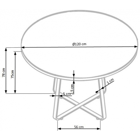 Looper II 120 gold oak&amp;black round dining table Halmar