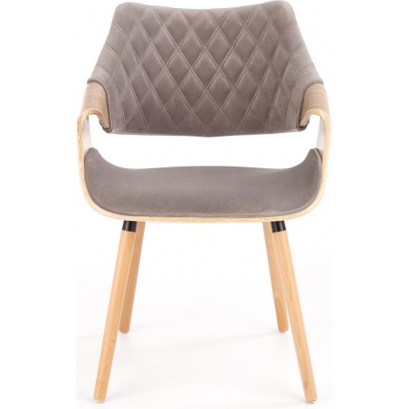 K396 light oak&amp;grey velvet chair with armrests Halmar