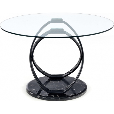 Stylowy Stół okrągły szklany Optico 122 Przezroczysty/Czarny Halmar do kuchni, jadalni i salonu.