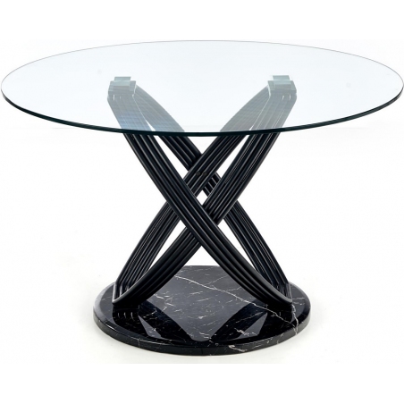 Optico 122 transparent&amp;black round glass dining table Halmar