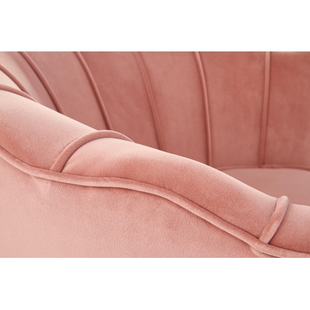 Designerski Fotel "muszelka" ze złotymi nogami Amorinito Velvet Jasno różowy Halmar do salonu i sypialni.