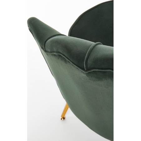 Designerski Fotel "muszelka" ze złotymi nogami Amorinito Velvet Ciemny zielony Halmar do salonu i sypialni.