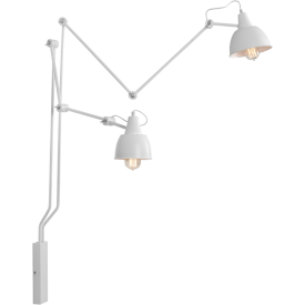 Aida 17/25 white wall lamp with arm and 2 lights Aldex