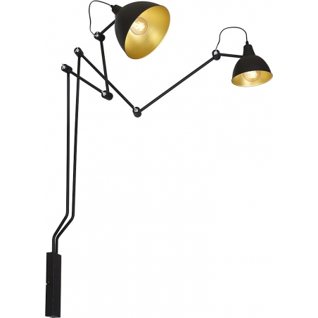 Aida black&amp;gold industrial double wall lamp with arms Aldex
