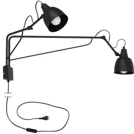 Soho black wall lamp with arms and 2 lights Aldex
