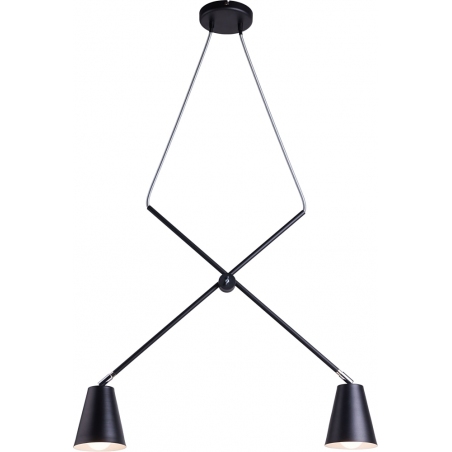 Designerska Lampa sufitowa podwójna regulowana Arte czarna Aldex do salonu, jadalni i kuchni.