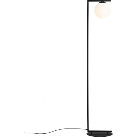 Designerska Lampa podłogowa szklana kula Zac Black biało-czarna Aldex do salonu i sypialni.