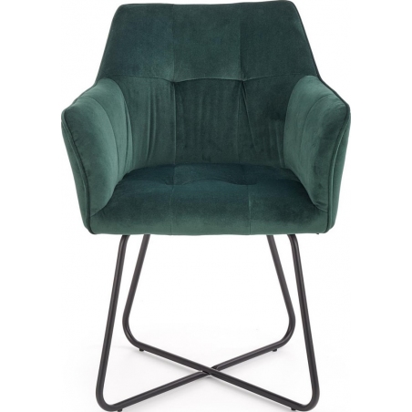 K377 dark green velvet chair with armrests Halmar