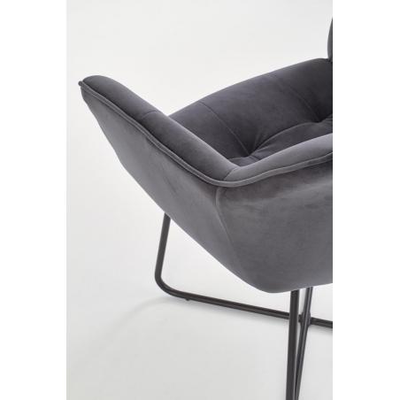 K377 dark grey velvet chair with armrests Halmar