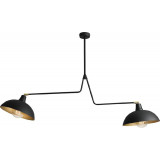 Espace black&amp;gold industrial semi flush ceiling light with 2 lights Aldex