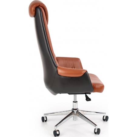 Designerski Fotel biurowy z zagłowkiem Calvano Jasno Brązowy Halmar do komputera.