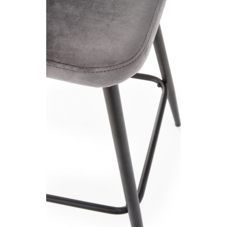 Designerskie Krzesło barowe welurowe z oparciem H-96 65 Popiel Halmar do kuchni.