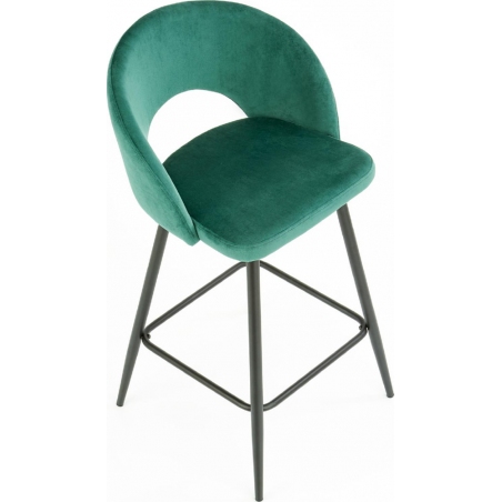 Designerskie Krzesło barowe welurowe z oparciem H-96 65 Ciemno zielone Halmar do kuchni.