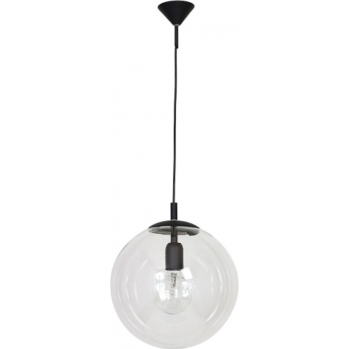 Designerska Lampa wisząca szklana kula Globus 30 przeźroczysto-czarna Aldex do kuchni, salonu i sypialni.