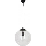 Designerska Lampa wisząca szklana kula Globus 30 przeźroczysto-czarna Aldex do kuchni, salonu i sypialni.