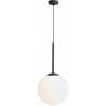 Designerska Lampa wisząca szklana kula Bosso 30 biało-czarna Aldex do kuchni, salonu i sypialni.
