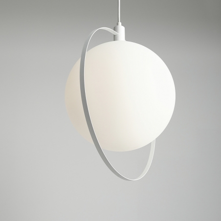 Designerska Lampa wisząca szklana kula Aura 42 biała Aldex do kuchni, salonu i sypialni.