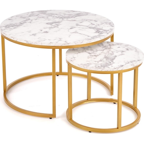 Paola marble&amp;gold set of glamour coffee tables Halmar