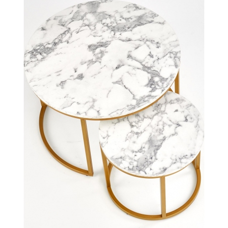 Paola marble&amp;gold set of glamour coffee tables Halmar