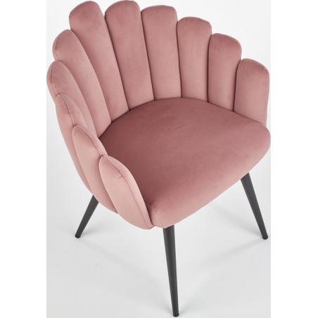 Wygodne Krzesło welurowe z podłokietnikami K410 Różowe Halmar do salonu, kuchni i jadalni.