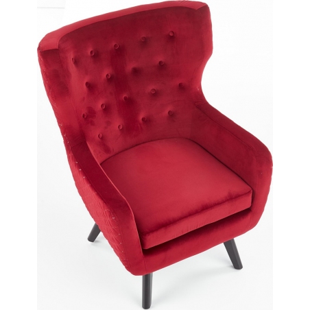 Designerski Fotel "uszak" pikowany Marvel Velvet Bordowy Halmar do salonu i sypialni.
