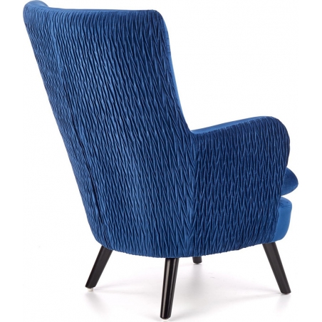 Ravel navy blue velvet quilted armchair with wooden legs Halmar