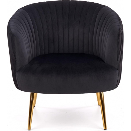 Crown black velvet armchair with gold legs Halmar