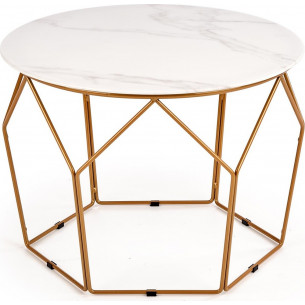 Madison 60 white gold coffee table with marble top Halmar