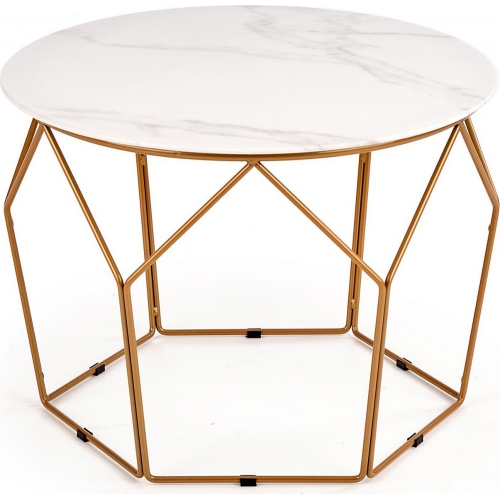 Madison 60 white gold coffee table with marble top Halmar