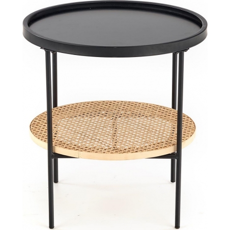 Kampa 45 black&amp;natural round coffee table with shelf Halmar