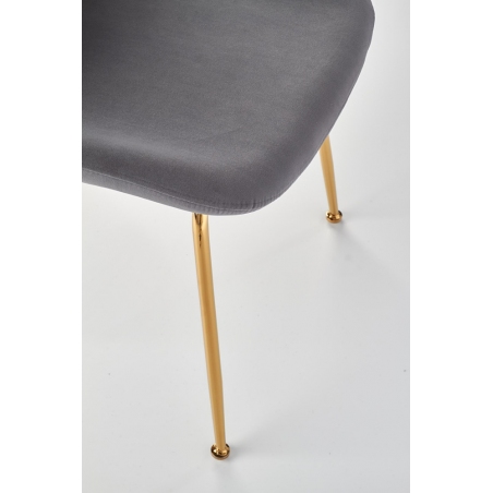 Stylowe Krzesło welurowe na złotych nogach K381 Popiel Halmar do jadalni, salonu i kuchni.