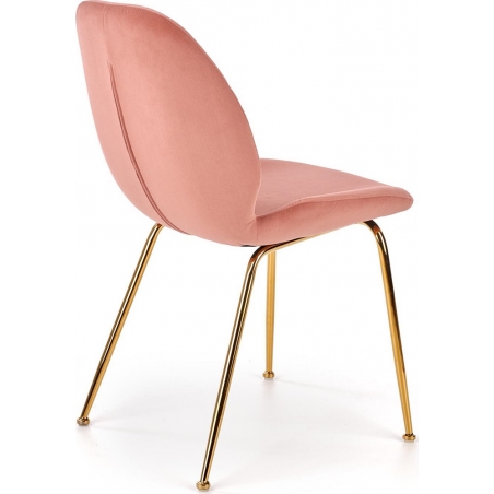 Stylowe Krzesło welurowe na złotych nogach K381 Różowy Halmar do jadalni, salonu i kuchni.
