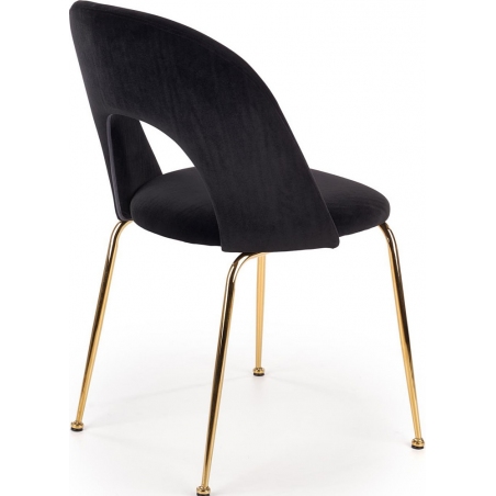 Stylowe Krzesło welurowe na złotych nogach K385 Czarny Halmar do jadalni, salonu i kuchni.